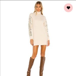 Superdown Rudie Sparkle Sleeve Dress in Ivory